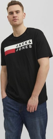 Jack & Jones CORP Logo T-Shirt Black/PLAY 4 - Tričká - Nadrozmerné tričká - 2XL-14XL