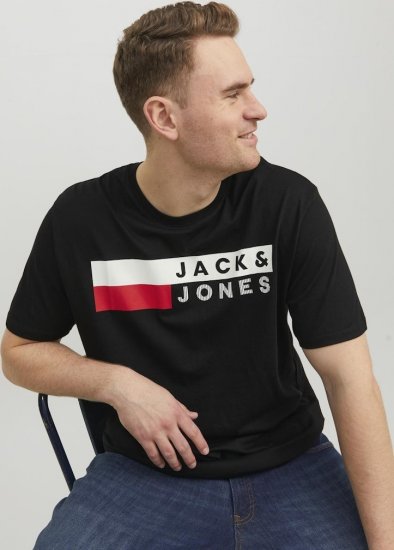Jack & Jones CORP Logo T-Shirt Black/PLAY 4 - Tričká - Nadrozmerné tričká - 2XL-14XL