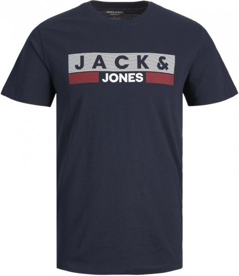 Jack & Jones CORP Logo T-Shirt Navy/PLAY 4 - Tričká - Nadrozmerné tričká - 2XL-14XL