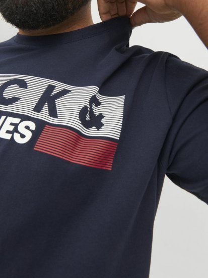 Jack & Jones CORP Logo T-Shirt Navy/PLAY 4 - Tričká - Nadrozmerné tričká - 2XL-14XL
