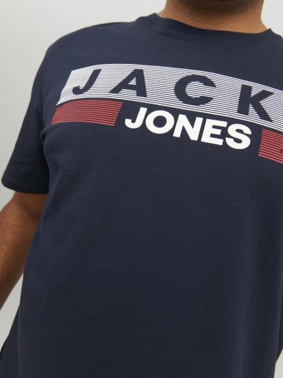 Jack & Jones CORP Logo T-Shirt Navy/PLAY 4 - Tričká - Nadrozmerné tričká - 2XL-14XL