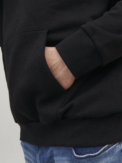 Jack & Jones CORP LOGO PLAY 4 Print Hoodie Black - Mikiny & mikiny bez kapucne - Mikiny & Mikiny s Kapucňou 2XL-12XL