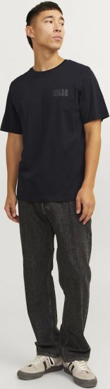 Jack & Jones CORP Logo T-Shirt Black w Small Black Print - Tričká - Nadrozmerné tričká - 2XL-14XL