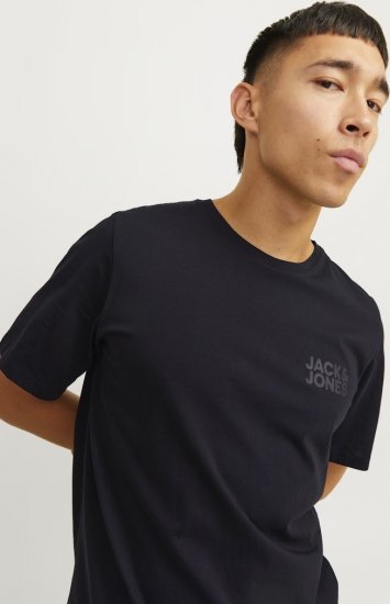 Jack & Jones CORP Logo T-Shirt Black w Small Black Print - Tričká - Nadrozmerné tričká - 2XL-14XL