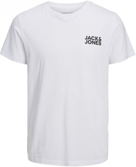 Jack & Jones CORP Logo T-Shirt White w Small Black Print - Tričká - Nadrozmerné tričká - 2XL-14XL