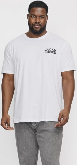 Jack & Jones CORP Logo T-Shirt White w Small Black Print - Tričká - Nadrozmerné tričká - 2XL-14XL