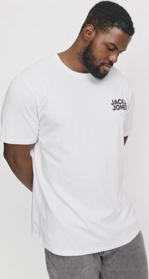 Jack & Jones CORP Logo T-Shirt White w Small Black Print - Tričká - Nadrozmerné tričká - 2XL-14XL