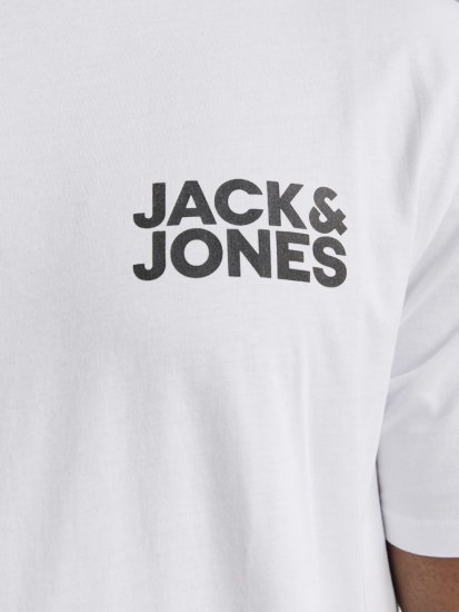 Jack & Jones CORP Logo T-Shirt White w Small Black Print - Tričká - Nadrozmerné tričká - 2XL-14XL