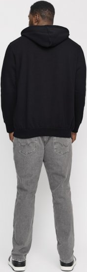 Jack & Jones CORP LOGO Small Print Hoodie Black - Mikiny & mikiny bez kapucne - Mikiny & Mikiny s Kapucňou 2XL-12XL