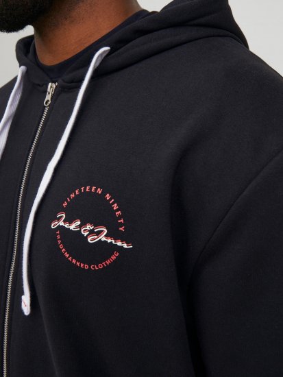 Jack & Jones JJSTAMP ZIP Hoodie Black - Mikiny & mikiny bez kapucne - Mikiny & Mikiny s Kapucňou 2XL-12XL