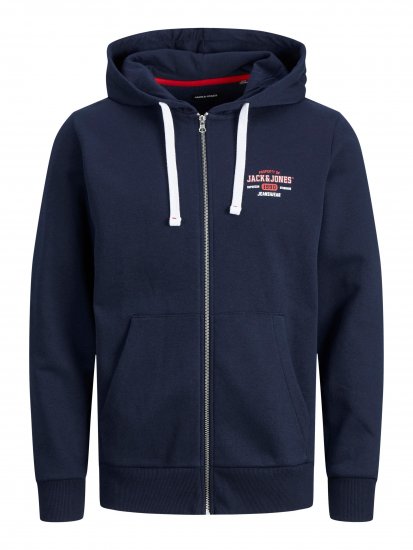 Jack & Jones JJSTAMP ZIP Hoodie Navy - Mikiny & mikiny bez kapucne - Mikiny & Mikiny s Kapucňou 2XL-12XL