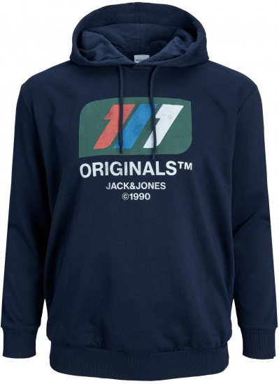Jack & Jones JORNATE SWEAT Hoodie Navy - Mikiny & mikiny bez kapucne - Mikiny & Mikiny s Kapucňou 2XL-12XL