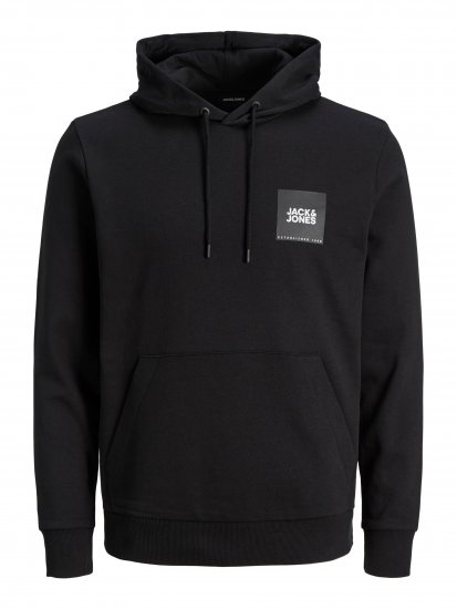 Jack & Jones JJLOCK SWEAT HOOD Black - Mikiny & mikiny bez kapucne - Mikiny & Mikiny s Kapucňou 2XL-12XL