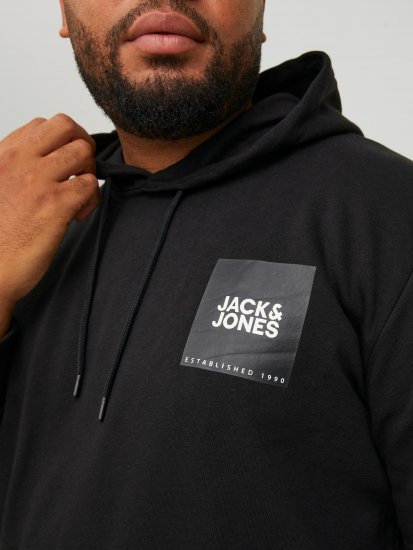 Jack & Jones JJLOCK SWEAT HOOD Black - Mikiny & mikiny bez kapucne - Mikiny & Mikiny s Kapucňou 2XL-12XL