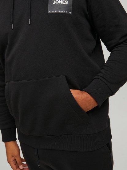 Jack & Jones JJLOCK SWEAT HOOD Black - Mikiny & mikiny bez kapucne - Mikiny & Mikiny s Kapucňou 2XL-12XL