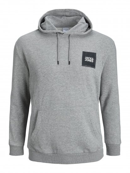 Jack & Jones JJLOCK SWEAT HOOD Grey - Mikiny & mikiny bez kapucne - Mikiny & Mikiny s Kapucňou 2XL-12XL