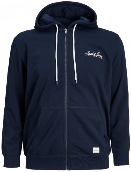 Jack & Jones JORPAUL TONS ZIP Hoodie Navy - Mikiny & mikiny bez kapucne - Mikiny & Mikiny s Kapucňou 2XL-12XL