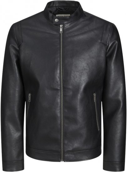 Jack & Jones Rocky Urban Rider Leather Jacket Black - Bundy - Bundy Nadmerné Veľkosti 2XL-8XL