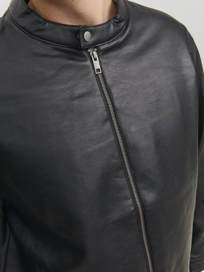 Jack & Jones Rocky Urban Rider Leather Jacket Black - Bundy - Bundy Nadmerné Veľkosti 2XL-8XL