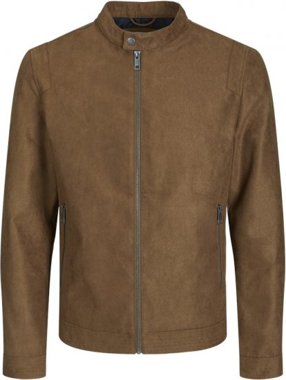 Jack & Jones Rocky Urban Rider Leather Jacket Brown - Bundy - Bundy Nadmerné Veľkosti 2XL-8XL