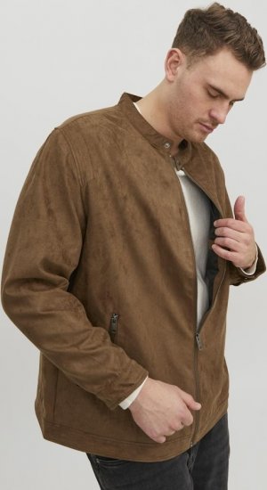 Jack & Jones Rocky Urban Rider Leather Jacket Brown - Bundy - Bundy Nadmerné Veľkosti 2XL-8XL