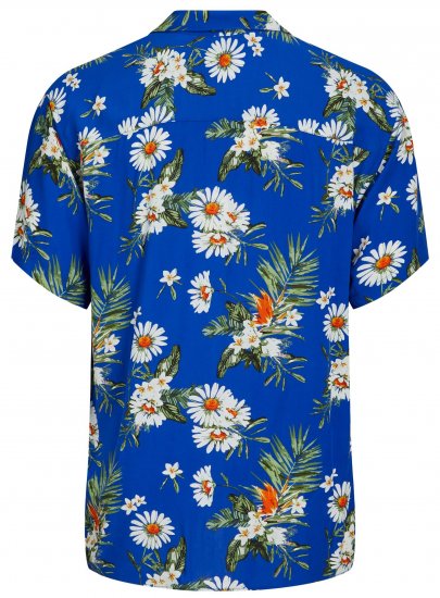 Jack & Jones JORLUKE FLORES Resort Shirt Nautical Blue - Košele - Košele 2XL-10XL
