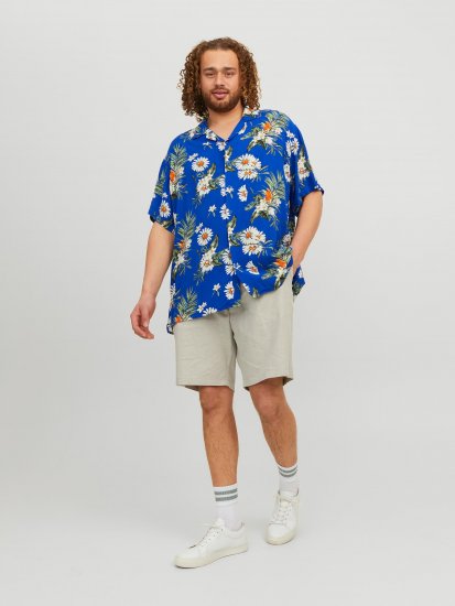 Jack & Jones JORLUKE FLORES Resort Shirt Nautical Blue - Košele - Košele 2XL-10XL