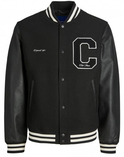 Jack & Jones JORCOLLEGE Bomber Jacket Black - Bundy - Bundy Nadmerné Veľkosti 2XL-8XL