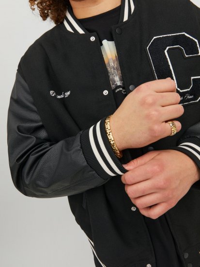 Jack & Jones JORCOLLEGE Bomber Jacket Black - Bundy - Bundy Nadmerné Veľkosti 2XL-8XL