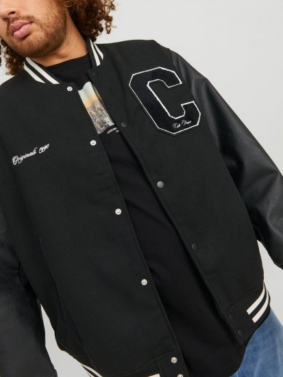 Jack & Jones JORCOLLEGE Bomber Jacket Black - Bundy - Bundy Nadmerné Veľkosti 2XL-8XL