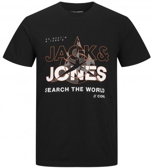 Jack & Jones JCOHUNT T-Shirt Black - Tričká - Nadrozmerné tričká - 2XL-14XL