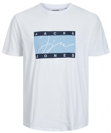 Jack & Jones JORJOSHUA T-shirt Bright White - Tričká - Nadrozmerné tričká - 2XL-14XL