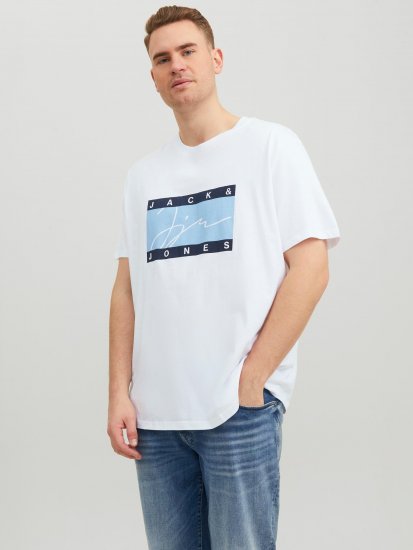 Jack & Jones JORJOSHUA T-shirt Bright White - Tričká - Nadrozmerné tričká - 2XL-14XL