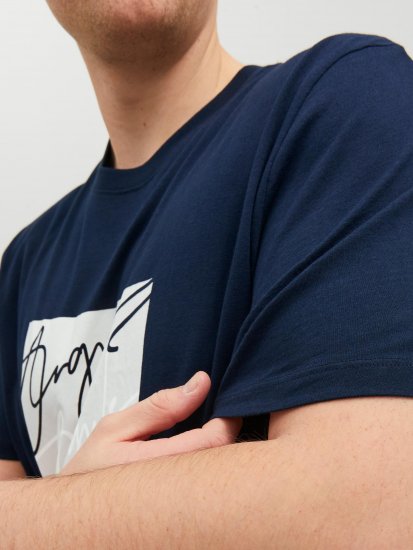 Jack & Jones JORJOSHUA T-shirt Navy - Tričká - Nadrozmerné tričká - 2XL-14XL