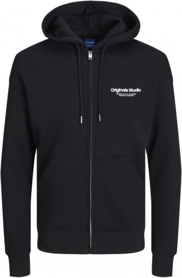 Jack & Jones ESTERBRO Zip Hoodie Black - Mikiny & mikiny bez kapucne - Mikiny & Mikiny s Kapucňou 2XL-12XL