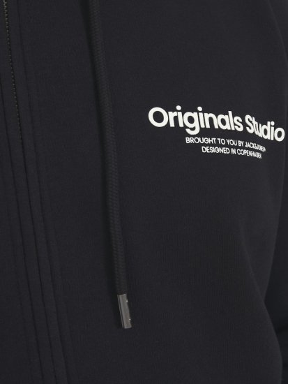 Jack & Jones ESTERBRO Zip Hoodie Black - Mikiny & mikiny bez kapucne - Mikiny & Mikiny s Kapucňou 2XL-12XL
