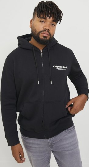 Jack & Jones ESTERBRO Zip Hoodie Black - Mikiny & mikiny bez kapucne - Mikiny & Mikiny s Kapucňou 2XL-12XL