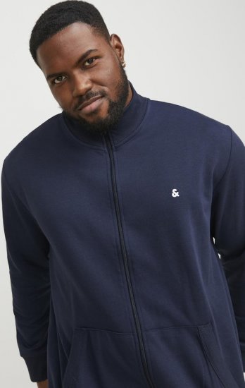 Jack & Jones PAULOS Turtleneck Zip Sweatshirt Navy Blazer - Mikiny & mikiny bez kapucne - Mikiny & Mikiny s Kapucňou 2XL-12XL