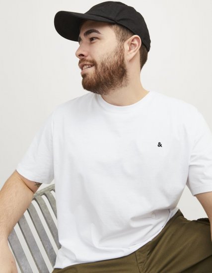 Jack & Jones PAULOS T-Shirt White - Tričká - Nadrozmerné tričká - 2XL-14XL