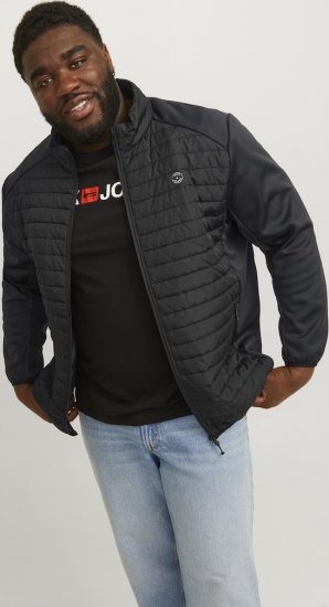 Jack & Jones MULTI SET-IN Sleeves Quilted Jacket With Collar Black - Bundy - Bundy Nadmerné Veľkosti 2XL-8XL