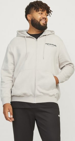Jack & Jones ESTERBRO Zip Hoodie Light Grey - Mikiny & mikiny bez kapucne - Mikiny & Mikiny s Kapucňou 2XL-12XL