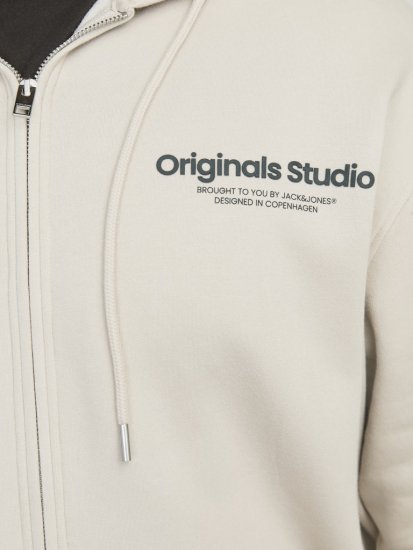 Jack & Jones ESTERBRO Zip Hoodie Light Grey - Mikiny & mikiny bez kapucne - Mikiny & Mikiny s Kapucňou 2XL-12XL