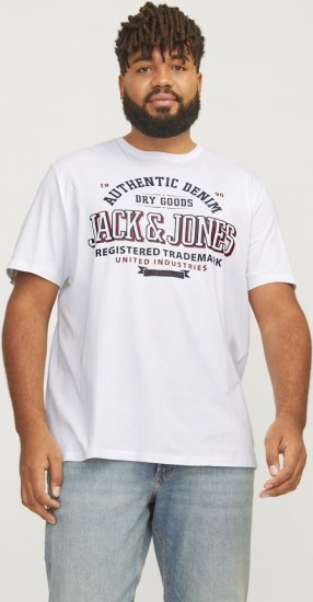 Jack & Jones JJELOGO O-Neck T-Shirt White - Tričká - Nadrozmerné tričká - 2XL-14XL