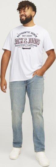Jack & Jones JJELOGO O-Neck T-Shirt White - Tričká - Nadrozmerné tričká - 2XL-14XL