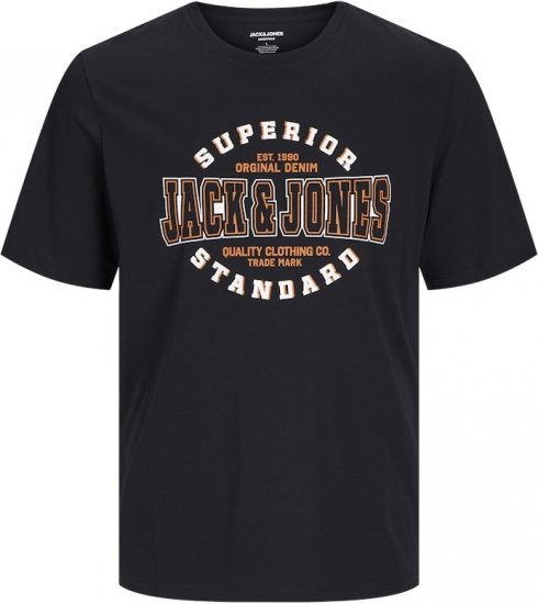 Jack & Jones LOGO O-Neck T-Shirt Black - Tričká - Nadrozmerné tričká - 2XL-14XL