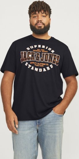 Jack & Jones LOGO O-Neck T-Shirt Black - Tričká - Nadrozmerné tričká - 2XL-14XL
