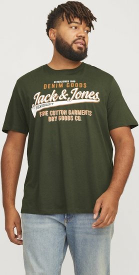 Jack & Jones JJELOGO O-Neck T-Shirt Kombu Green - Tričká - Nadrozmerné tričká - 2XL-14XL