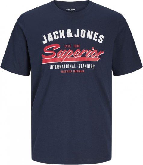 Jack & Jones LOGO O-Neck T-Shirt Dark Blue - Tričká - Nadrozmerné tričká - 2XL-14XL
