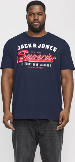 Jack & Jones LOGO O-Neck T-Shirt Dark Blue - Tričká - Nadrozmerné tričká - 2XL-14XL