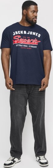Jack & Jones LOGO O-Neck T-Shirt Dark Blue - Tričká - Nadrozmerné tričká - 2XL-14XL